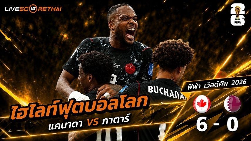 ไฮไลท์ฟุตบอล ฟุตบอลโลก 2026 วันที่ 19 มิ.ย 2569 : แคนาดา 6-0 กาตาร์